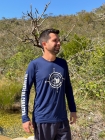 Camiseta Prote&ccedil;&atilde;o UV 50+ | Viajantes da Canastra | Masculina | Azul marinho silk off white